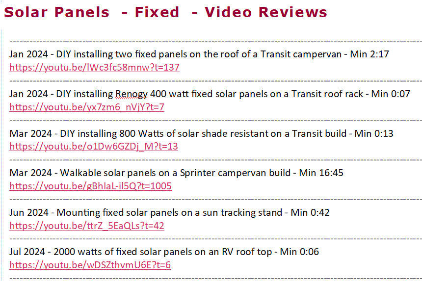 Solar Panels - Fixed | $5.99 eBook | 17 Fixed Panels | 70 User Generated Review Clips | Click and Watch