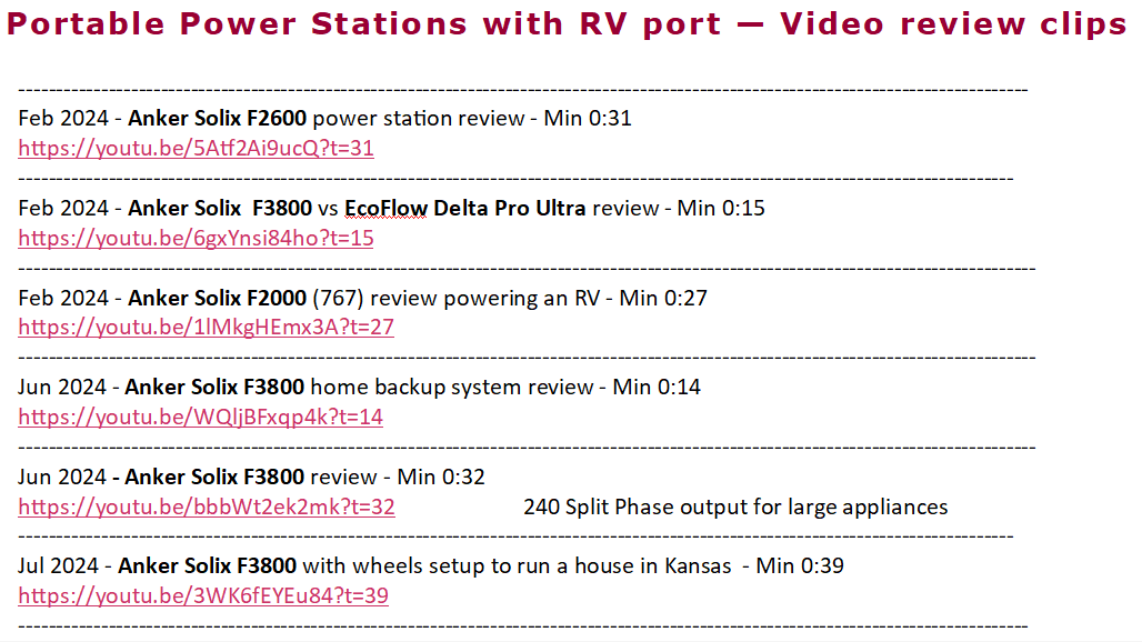 Portable Power Stations with an RV port |$9.99 eBook | 27 Machines | 50 User generated video review clips | Click and watch