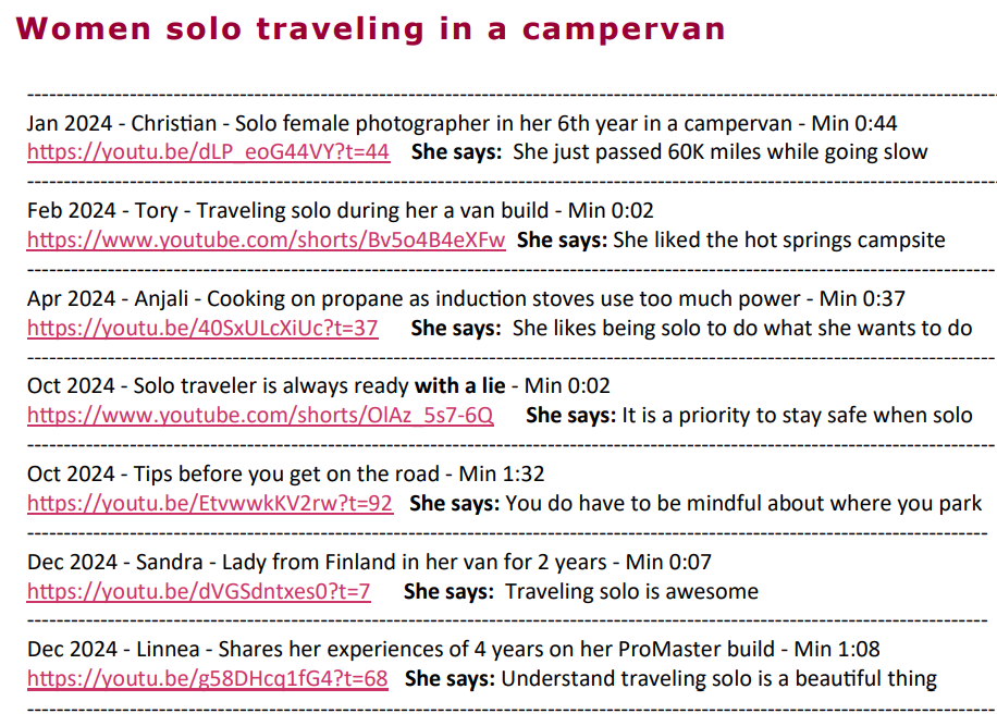 Women Solo Traveling in a Campervan | $5.99 eBook | 58 User Created Reviews | Click and Watch