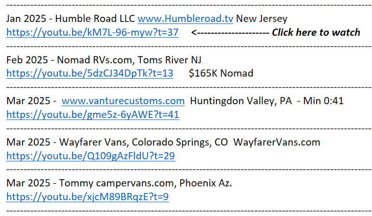 Where to find a campervan builder | $3.99 | eBook | 121 User Generated Video Clips | Click and Watch