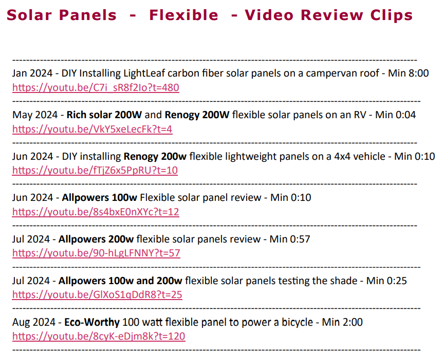Solar Panels - Flexible | $5.99 eBook | 15 Flexible Panels | 40 User Generated Review Clips | Click and Watch