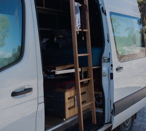 Ladder outside the campervan | $5.99 | eBook | 57 User Generated Video Clips | Click and Watch