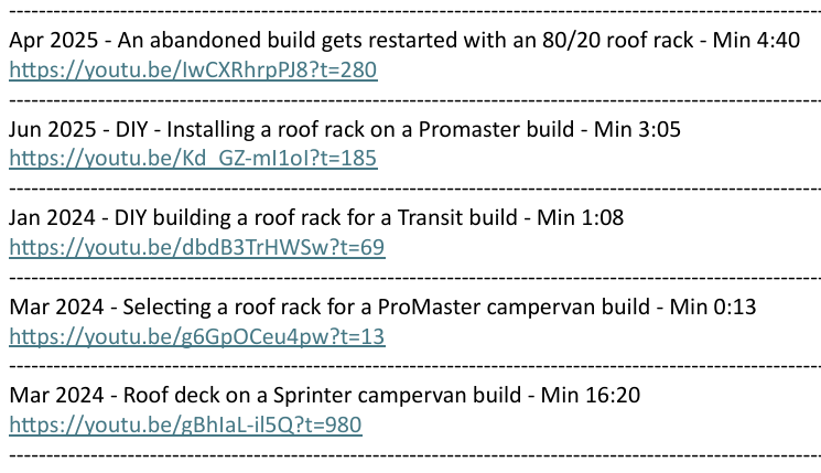 Roof rack - outside the campervan  | $5.99 | eBook | 67 User Generated Video Clips | Click and Watch